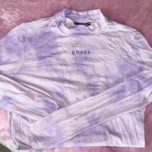 Guess‎ Lavender Tie-Dye Mock Neck Top